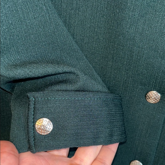 VINTAGE 60s 70s Button Down Silver Snap Front Shirt Wide Collar Cuffed Sleeves - Picture 10 of 16